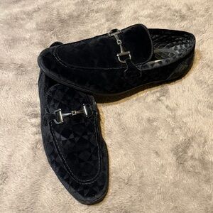 Steve Madden - Men’s Black Linc Quilted Velvet Bit Buckle Loafers, Size - 10.5